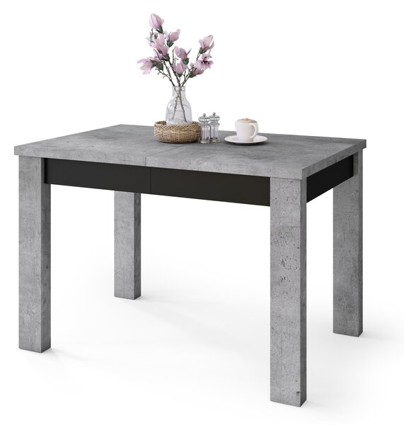 Mazzoni FONTE Beton Millenium/Fekete Matt - KLASSZIKUS 130 vagy 155 cm-re BŐVÍTHETŐ ASZTAL KONYHÁBA/NAPPALIBA!