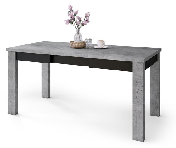 Mazzoni FONTE Beton Millenium/Fekete Matt - KLASSZIKUS 130 vagy 155 cm-re BŐVÍTHETŐ ASZTAL KONYHÁBA/NAPPALIBA!