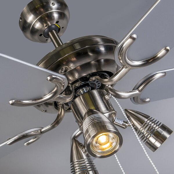 Mennyezeti ventilátor acél 110 cm 3 lámpával, húzózsinórral - Mistral