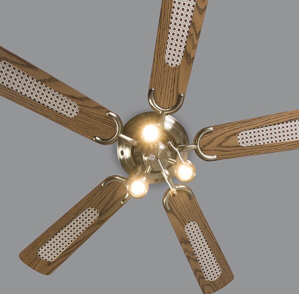 Bronz mennyezeti ventilátor fával 110 cm 3 lámpával, húzókapcsolóval - Mistral