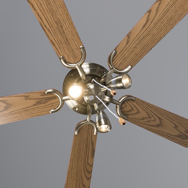 Bronz mennyezeti ventilátor fával 110 cm 3 lámpával, húzókapcsolóval - Mistral