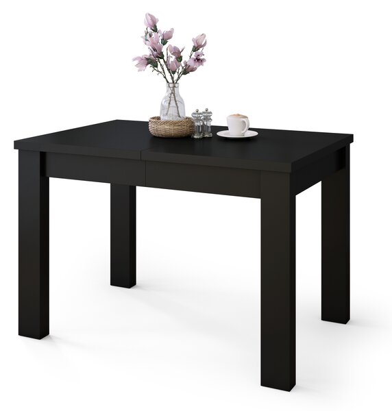 Mazzoni FONTE Fekete Matt - KLASSZIKUS 130 vagy 155 cm-re BŐVÍTHETŐ ASZTAL KONYHÁBA/NAPPALIBA!