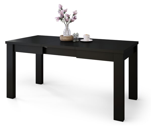 Mazzoni FONTE Fekete Matt - KLASSZIKUS 130 vagy 155 cm-re BŐVÍTHETŐ ASZTAL KONYHÁBA/NAPPALIBA!
