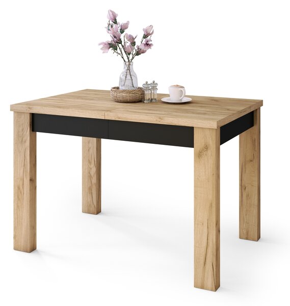 Mazzoni FONTE Arany Tölgy/Fekete Matt - KLASSZIKUS 130 vagy 155 cm-re BŐVÍTHETŐ ASZTAL KONYHÁBA/NAPPALIBA!