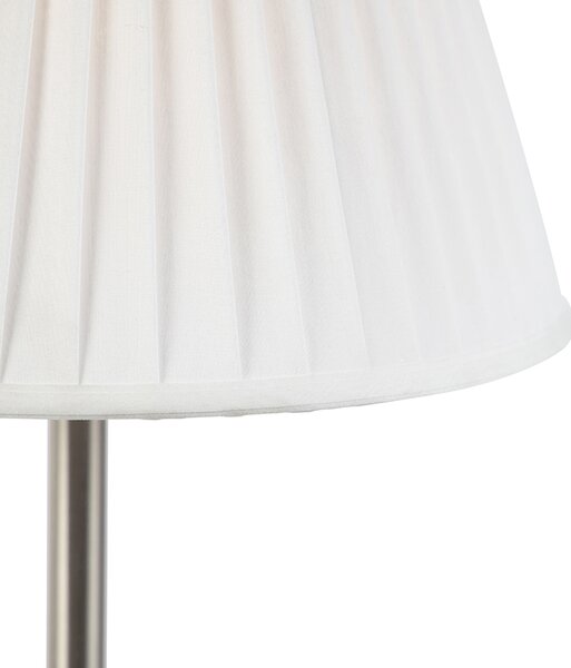 Klasszikus asztali lámpa acélból, redőzött árnyékolóval, fehér, 35 cm - Simplo