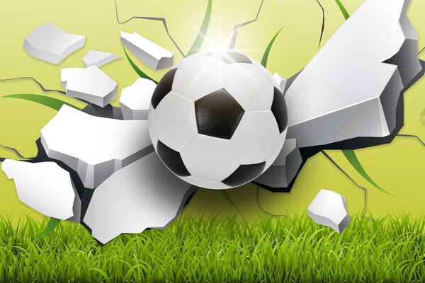 Fotótapéta Futball labda áttörése egy falon, Gyerekszoba fotótapéta, Népszerű fotótapéta, u60029 - Tapeko.hu