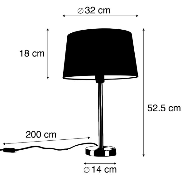 Modern asztali lámpa acélból fehér árnyékolóval 32 cm - Simplo