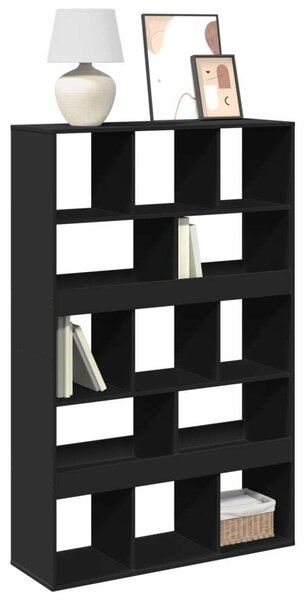 VidaXL Fa Könyvespolc - Fekete - 13 Rekesz - 100x33x156,5cm