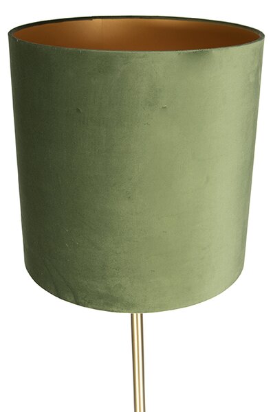 Botanikai állólámpa sárgarézzel, zöld lámpabúrával 40 cm - Simplo