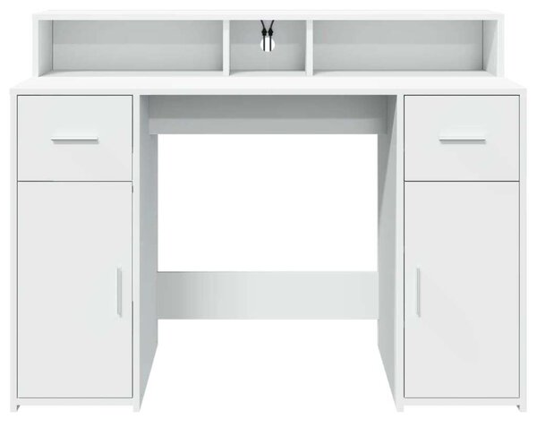 VidaXL LED-es Íróasztal - Fehér - 120x55x91 cm