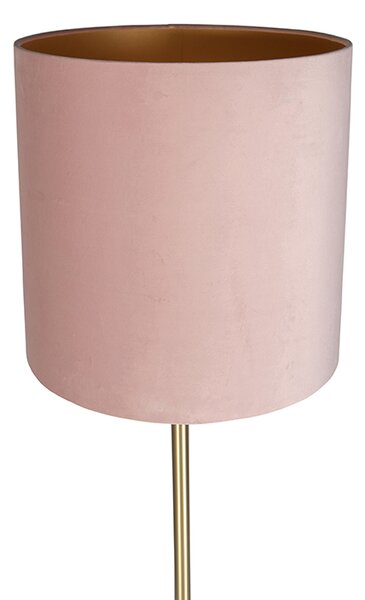 Romantikus állólámpa sárgarézzel, rózsaszín búrával 40 cm - Simplo