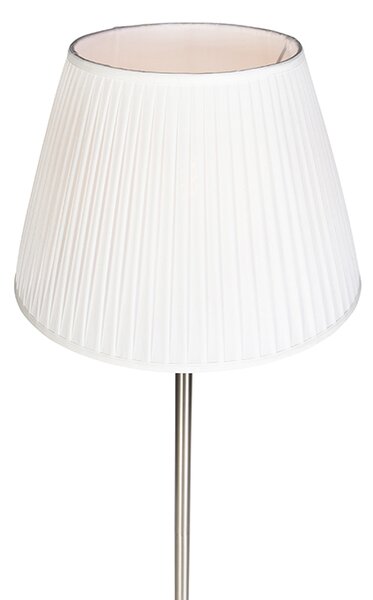 Modern állólámpa acélból, fehér pliszírozott lámpabúrával, 45 cm - Simplo