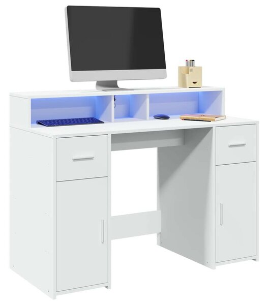 VidaXL LED-es Íróasztal - Fehér - 120x55x91 cm