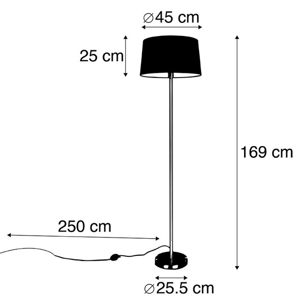 Modern állólámpa acélból, taupe színű búrával 45 cm - Simplo