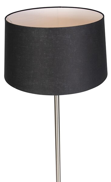 Modern állólámpa acélból fekete búrával 45 cm - Simplo
