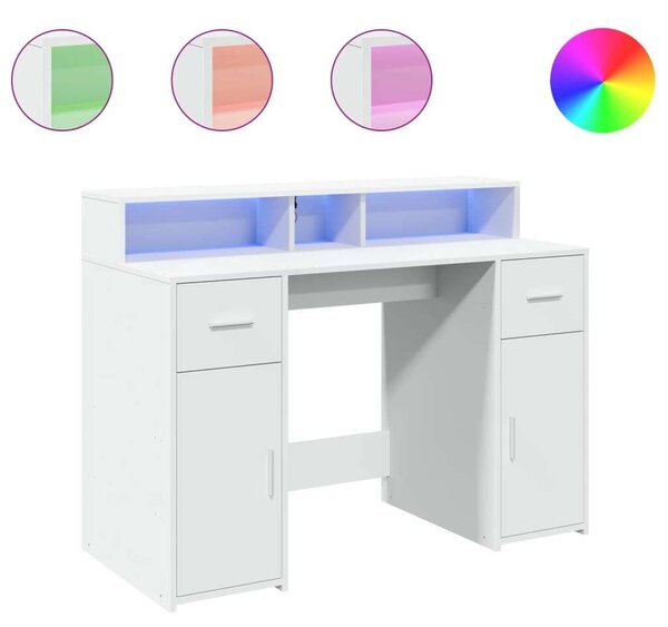 VidaXL LED-es Íróasztal - Fehér - 120x55x91 cm