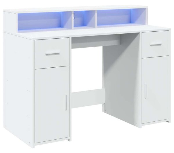 VidaXL LED-es Íróasztal - Fehér - 120x55x91 cm