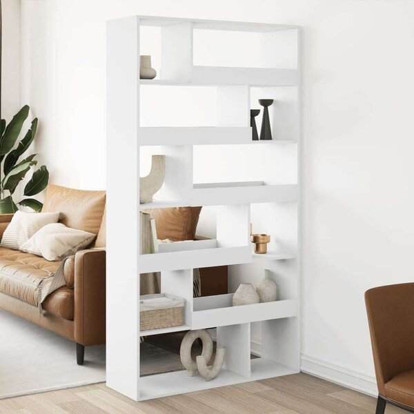 VidaXL Fa Térelválasztó Könyvespolc - Fehér - 100x33x187,5cm