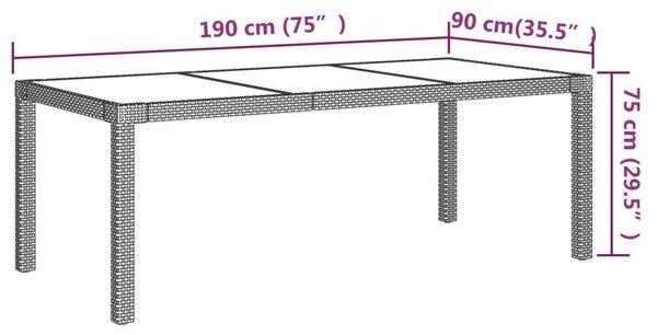 VidaXL Kültéri Étkezőszett - 9 részes - Fekete Polyrattan