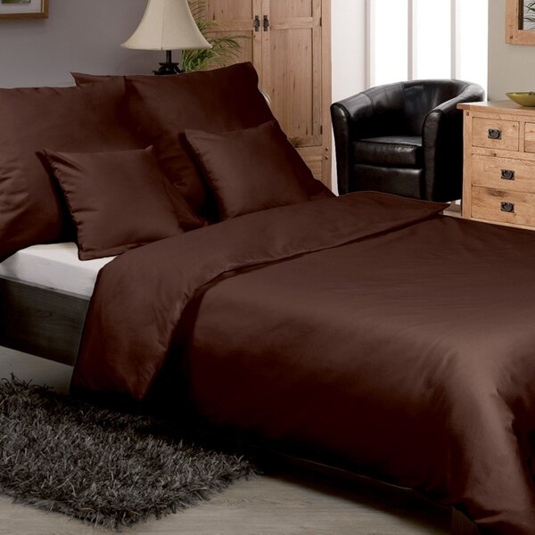 Egyszínű szatén ágyneműhuzat, barna barna