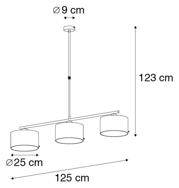 Modern függőlámpa fekete arannyal 125 cm 3-lámpás - VT 3