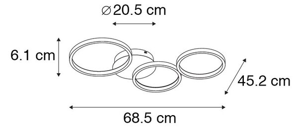 Design mennyezeti lámpa fehér, beépített LED-del, 3 fokozatú fényerő-szabályozóval, 3 lámpás - Pande