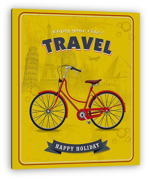 Vintage Travel bicikli plakát kialakítása (vászonkép)