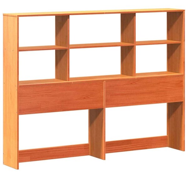 VidaXL viaszbarna tömör fenyőfa fejtámla tárolóval 160 cm