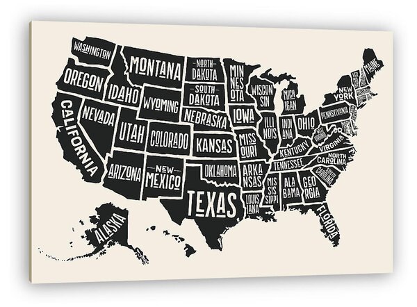 USA államok térképe, rajz (vászonkép)