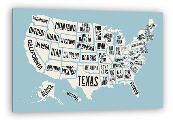Amerikai Egyesült Államok államainak térképe (vászonkép)
