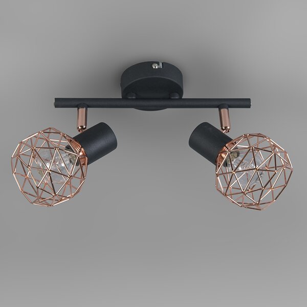 Modern spotlámpa fekete rézzel 2-lámpás - Mesh