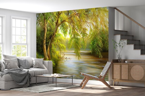 Fotótapéta Folyó fákkal és fűvel, Designer fali fotótapéta, Népszerű fotótapéta, u62865 - Tapeko.hu