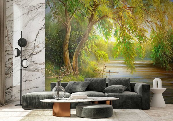 Fotótapéta Folyó fákkal és fűvel, Designer fali fotótapéta, Népszerű fotótapéta, u62865 - Tapeko.hu
