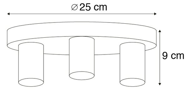 Okos, modern fekete mennyezeti lámpa 3 db WiFi G95-ös izzóval - Facil