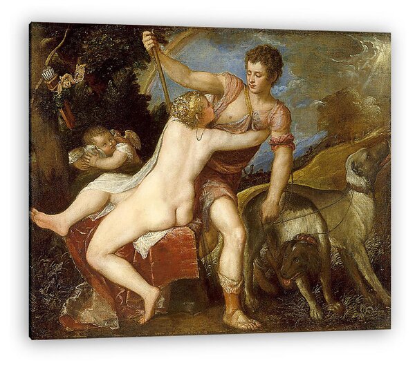 Tiziano Vecellio: Vénusz és Adonisz (vászonkép)