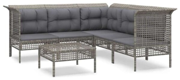 VidaXL 6 részes szürke polyrattan kerti ülőgarnitúra párnákkal