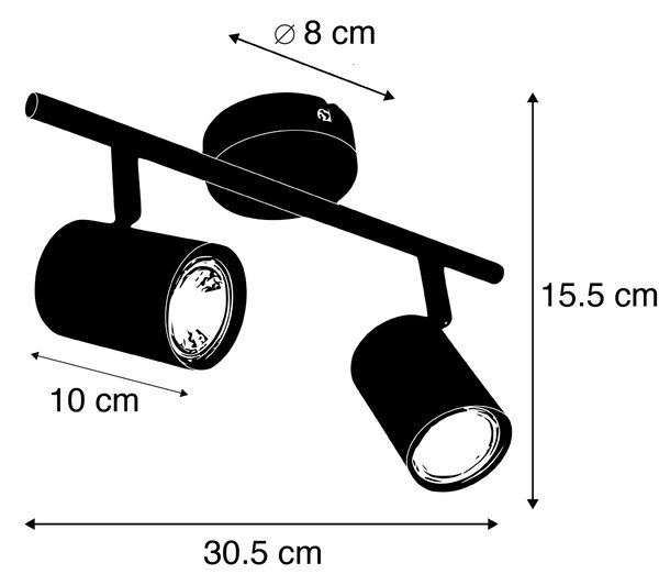Modern spotlámpa fehér, 2 db WiFi GU10 izzóval, állítható - Jeana