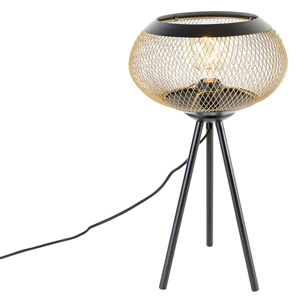 Modern állványos asztali lámpa fekete arannyal - Lucas