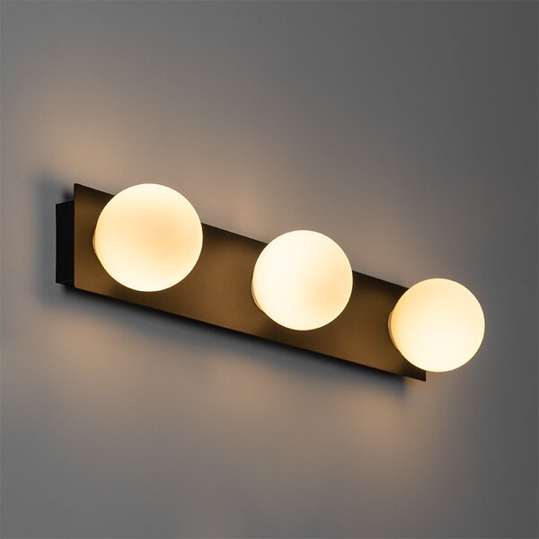 Modern fali lámpa fekete 48 cm IP44 3-lámpás - Cederic