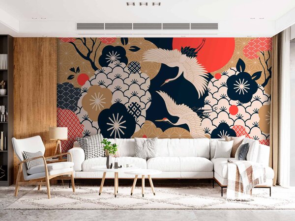 Fotótapéta Az égen repülő darvak művészete, Designer fali fotótapéta, Népszerű fotótapéta, u68178 - Tapeko.hu