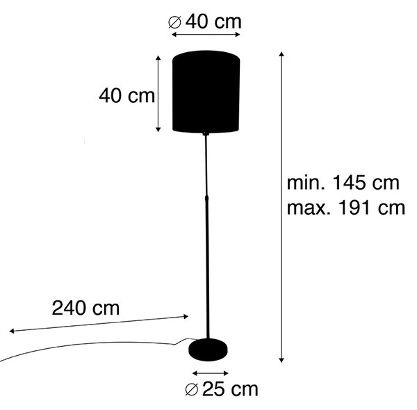 Állólámpa fekete lámpabúrával, páva mintával, piros, 40 cm - Parte