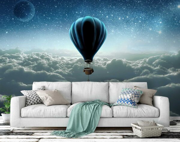 Fotótapéta Hőlégballon egy kosárral, amelyhez egy kosarat csatoltak, Modern fotótapéta, Modern fotótapéta, u70538 - Muralas.hu