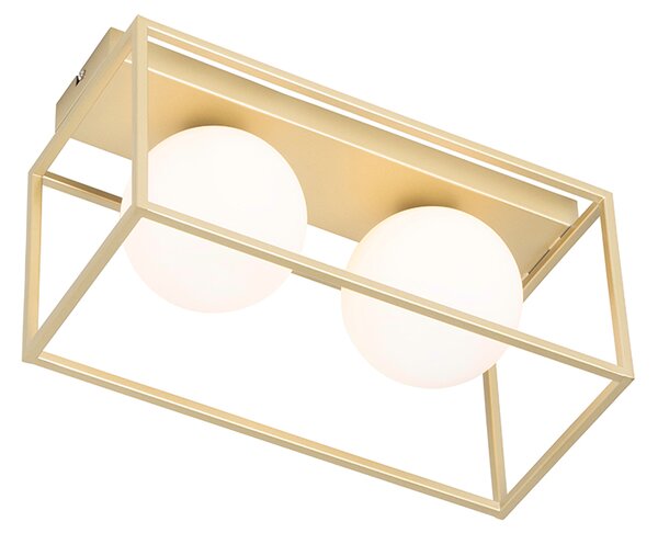 Design mennyezeti lámpa arany fehér üveggel 2 lámpás - Aniek
