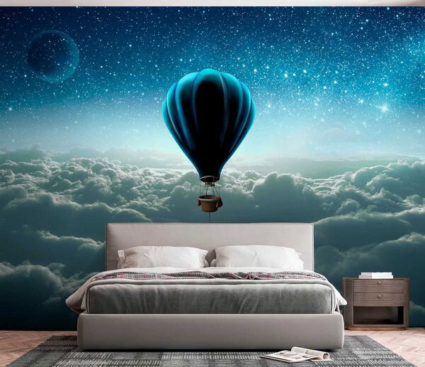 Fotótapéta Hőlégballon egy kosárral, amelyhez egy kosarat csatoltak, Modern fotótapéta, Modern fotótapéta, u70538 - Muralas.hu