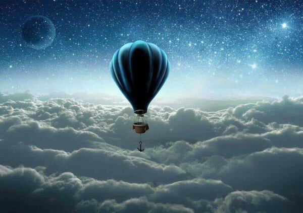 Fotótapéta Hőlégballon egy kosárral, amelyhez egy kosarat csatoltak, Modern fotótapéta, Modern fotótapéta, u70538 - Muralas.hu