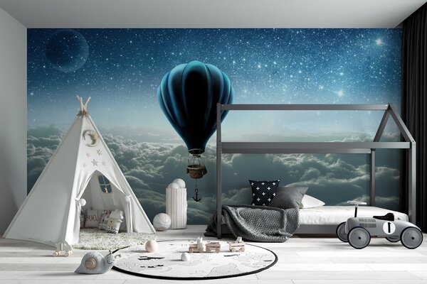 Fotótapéta Hőlégballon egy kosárral, amelyhez egy kosarat csatoltak, Modern fotótapéta, Modern fotótapéta, u70538 - Muralas.hu