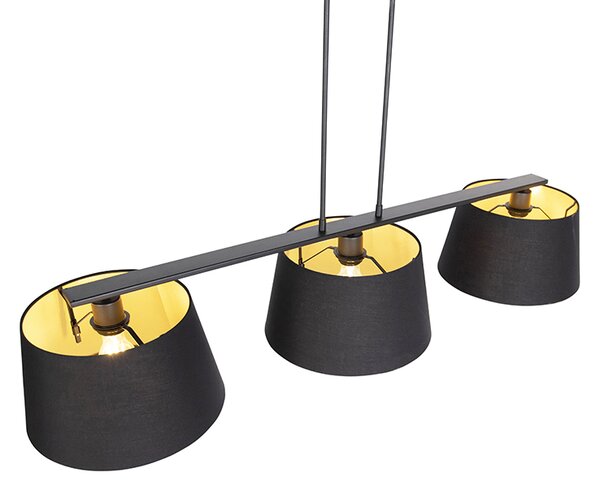 Függőlámpa fekete és arany színű pamut búrákkal 32cm - Combi 3 Deluxe