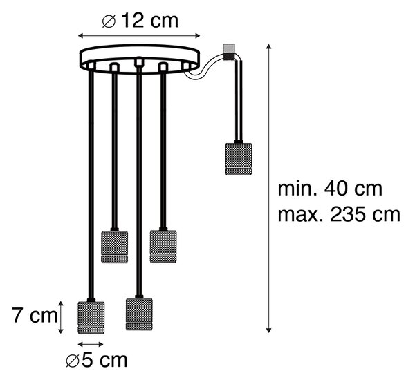Design lógólámpa fekete 5-lámpás - Cavalux