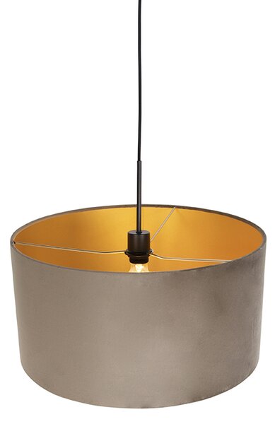 Függőlámpa taupe bársony árnyékolóval, aranyozott, 50 cm - Combi
