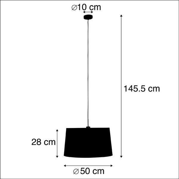 Függőlámpa fekete és arany pamut búrával 50 cm - Combi